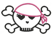 Stickmuster - Skull Princess Kopftuch